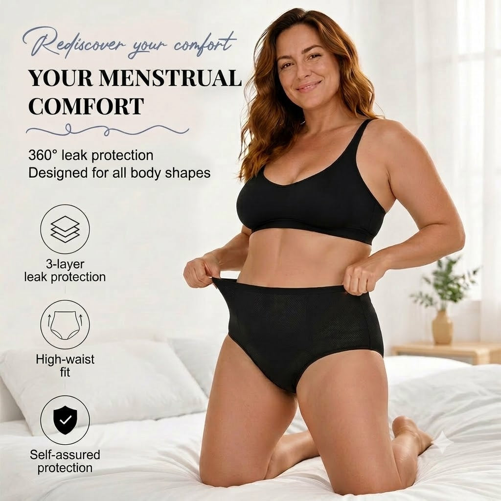 High-Waisted Leakproof Period Underwear with Front and Back Protection – Effective Side-Leakage Prevention