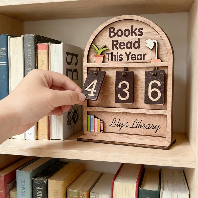 Wooden Book Counter & Reading Tracker - For Reading Challenge (Up to 999)