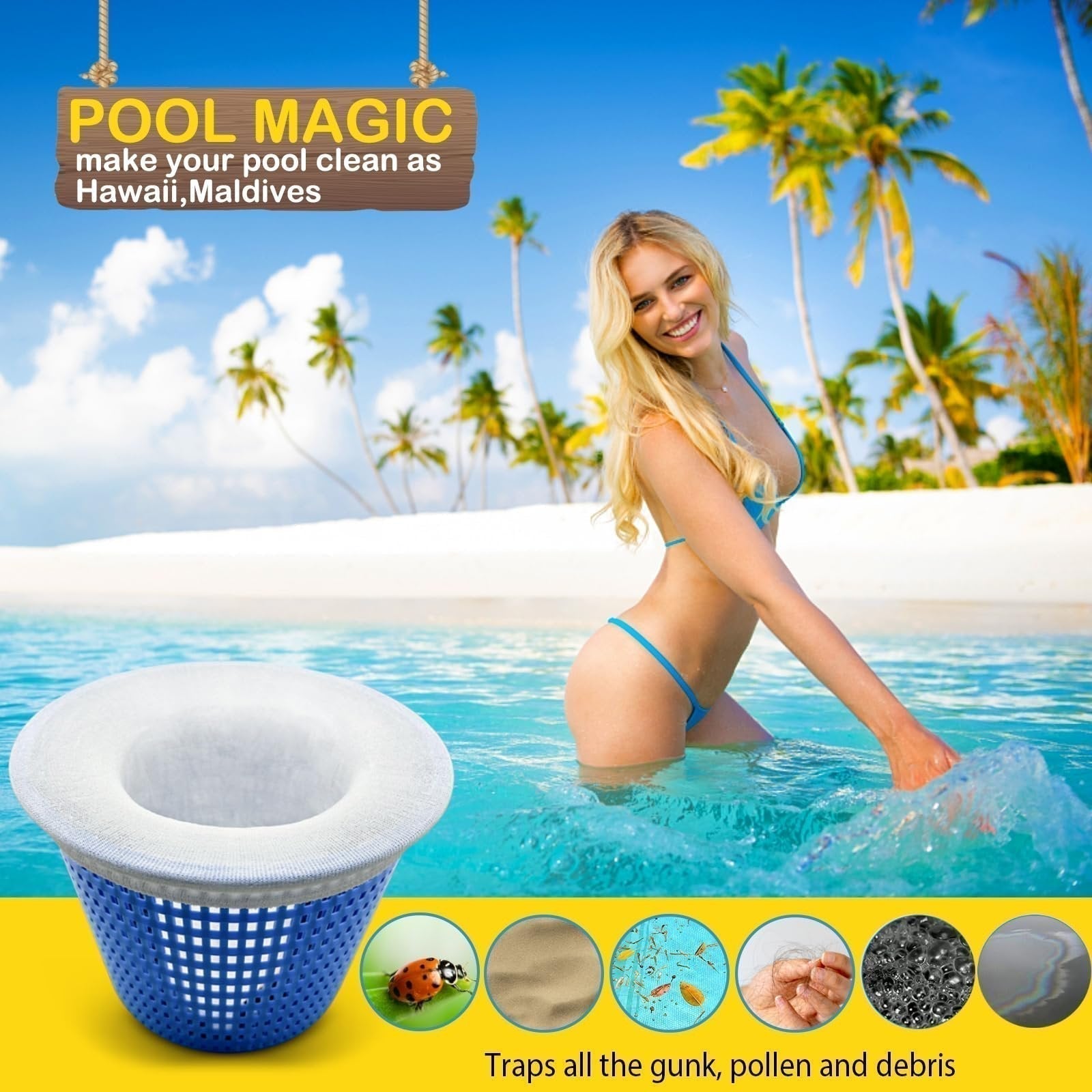 💥 🔥 Limited Time Offer: Buy 2 Get 1 Free! ✨ Pool Skimmer Basket Cleaning Set – Easy and Efficient Skimmer Cleaning (1 Set of 10 Pcs)
