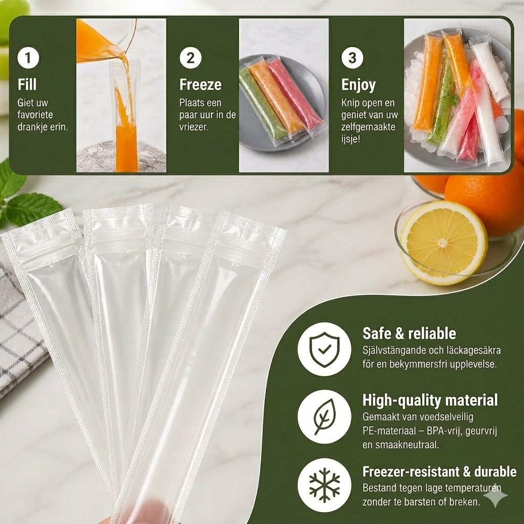 DIY Popsicle Bags (100 Pcs) – Disposable Popsicle Molds