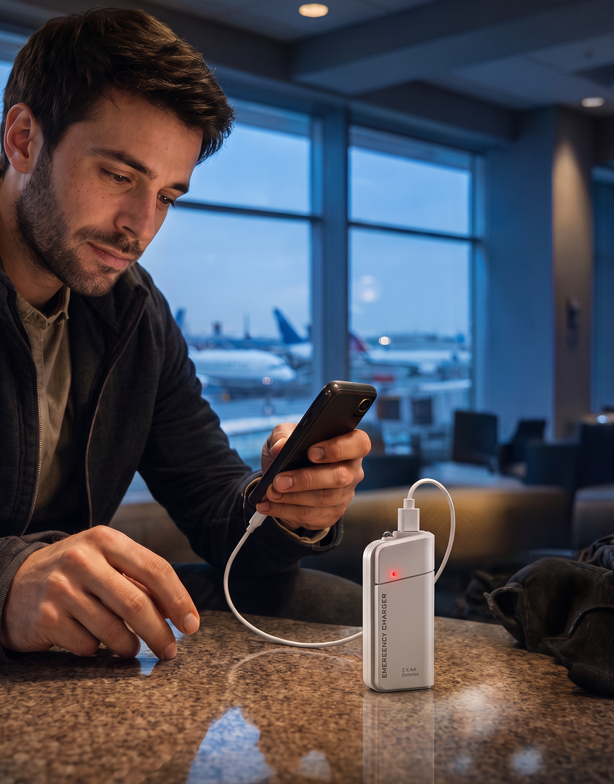 AA Battery Power Bank with LED Flashlight – Emergency Backup Power for Your Phone