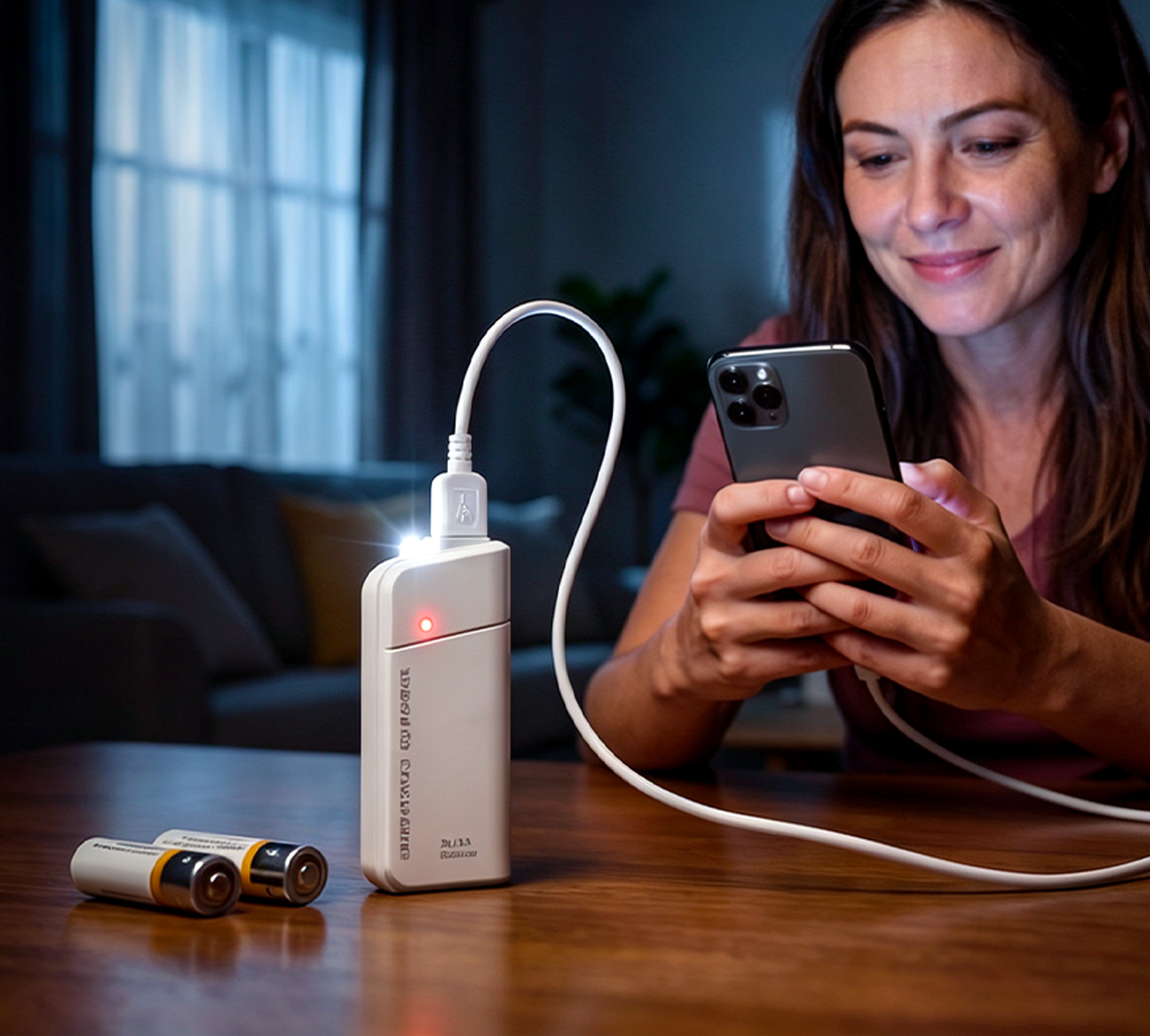 AA Battery Power Bank with LED Flashlight – Emergency Backup Power for Your Phone