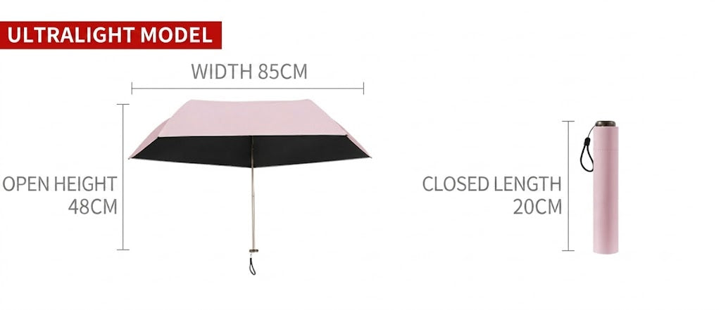 Ultra-light Carbon Umbrella – UV Protection (Black Coating) for Sun and Rain ☂️