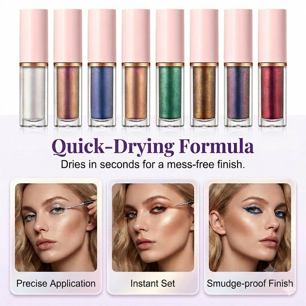 ✨ 8-Piece Glitter Liquid Eyeliner Set