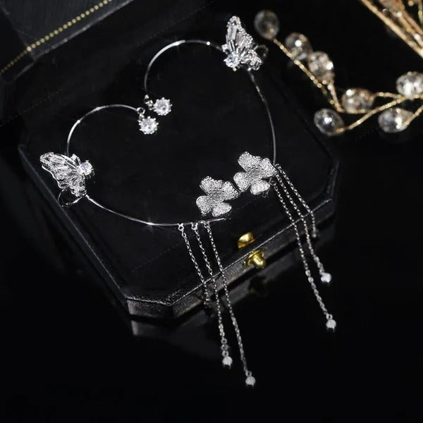 Simple Clip-On Earrings with Butterflies, Floral Motifs & Tassels – Elegant, Comfortable, No Piercing Required