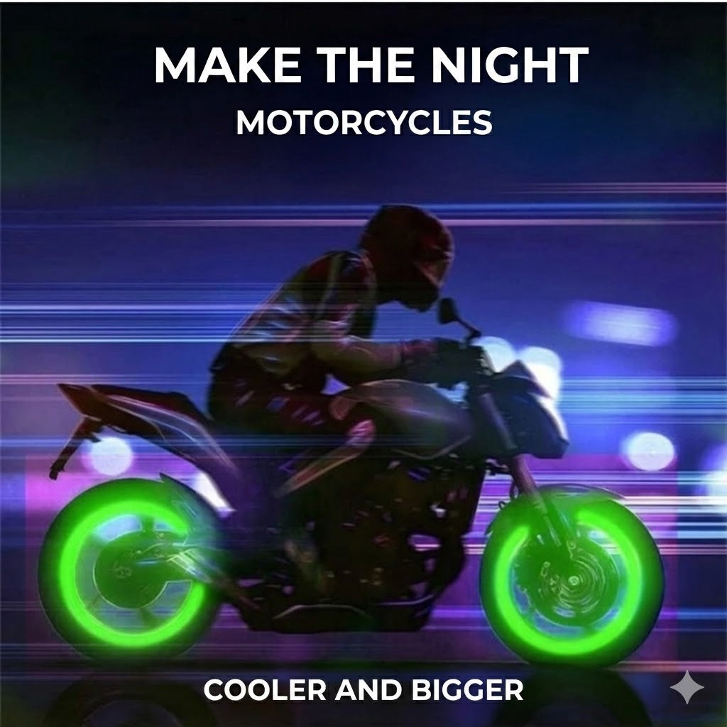 Glow in the Dark Valve Caps - Luminous - For Bicycle, Car & Motorcycle