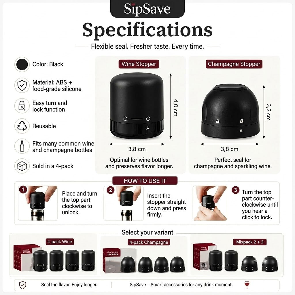SipSave – Wine and Champagne Stoppers