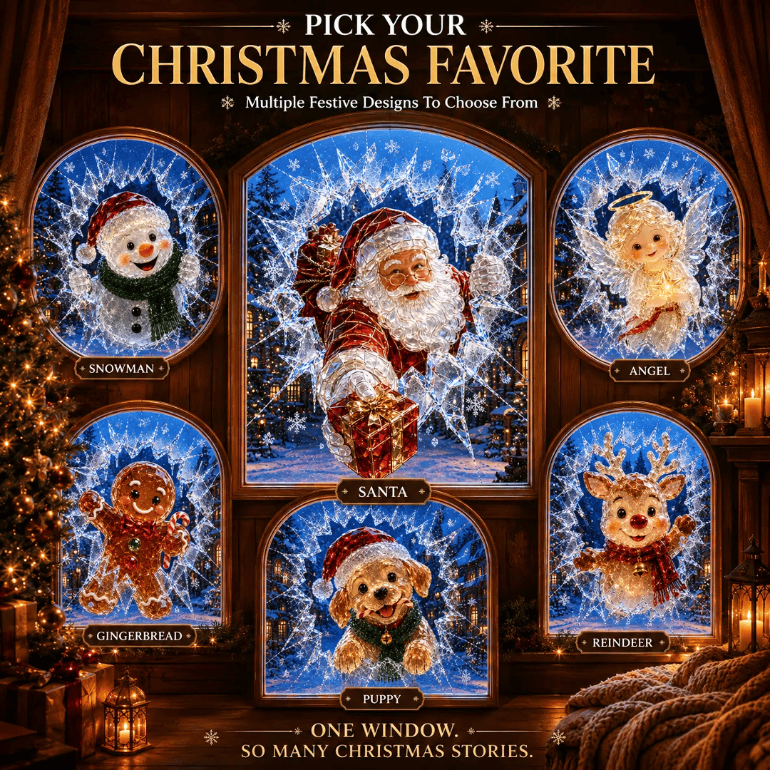 3D Christmas Broken Glass Effect Window Sticker