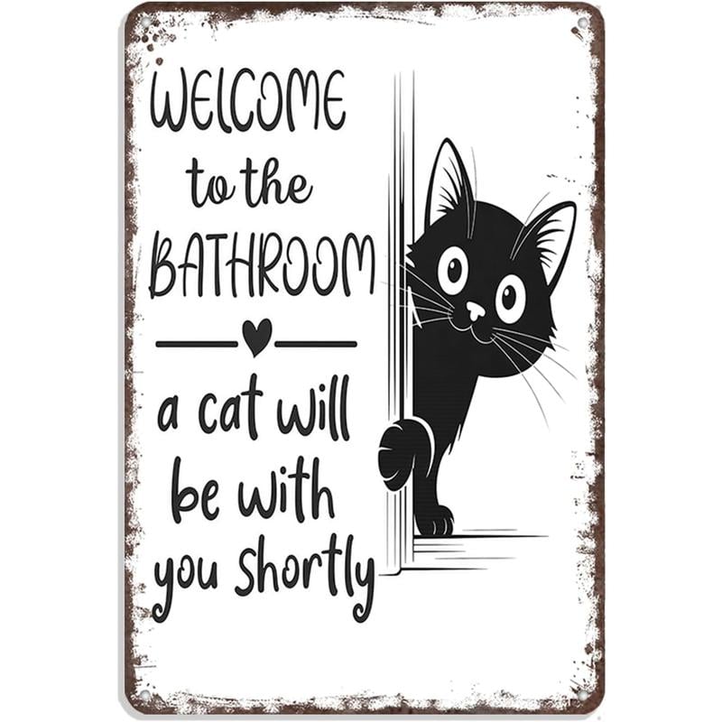 Retro Black and White Wall Decor - Highland Cow & Cat