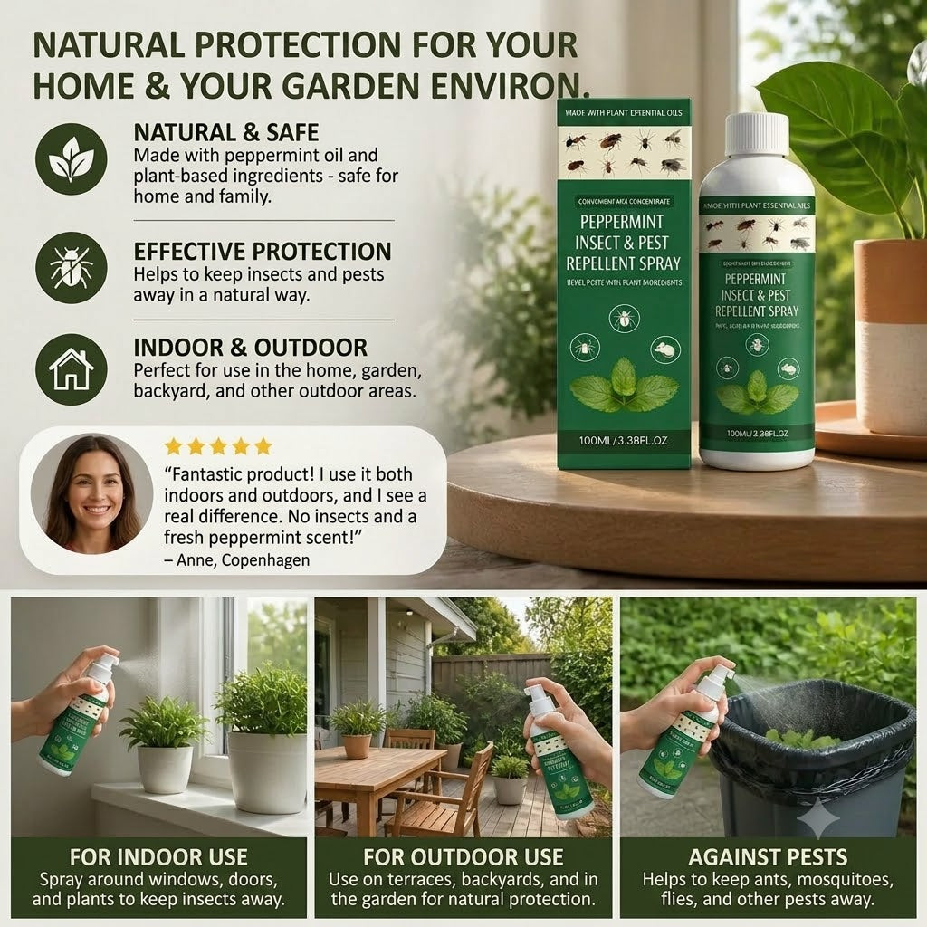 MOONSPRY Peppermint Insect Spray – Insect Repellent for Indoor and Outdoor Use, Bedroom and Garden