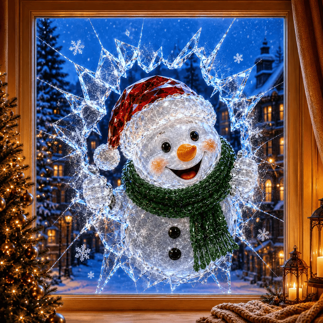 3D Christmas Broken Glass Effect Window Sticker