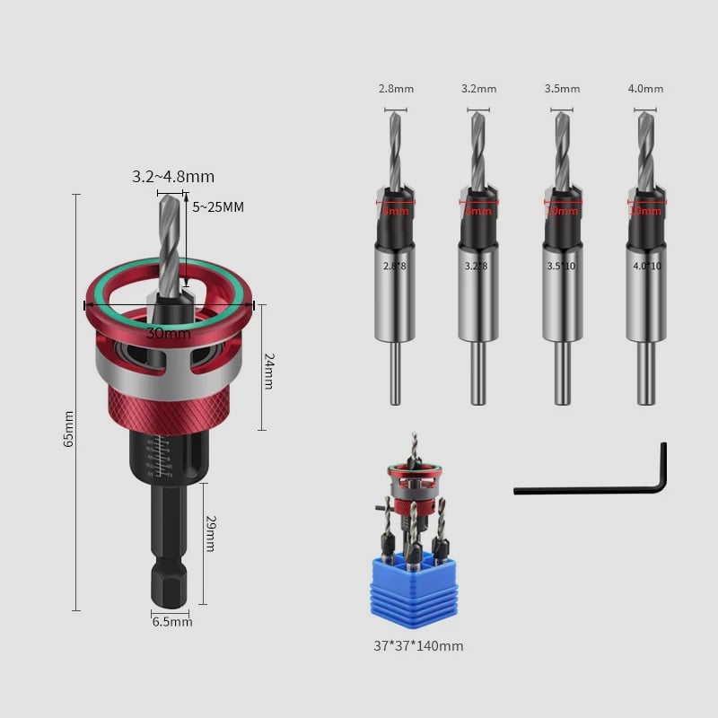 Countersink drill bit with adjustable depth stop