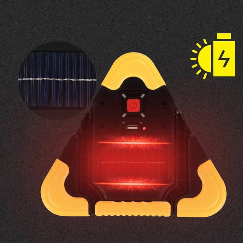 2-in-1 Solar-Powered LED Warning Triangle