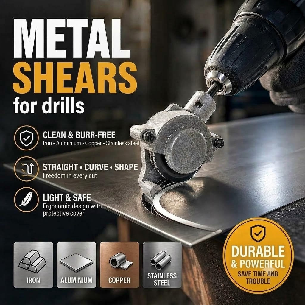 Drill Sheet Metal Cutter Attachment – Electric Metal Shears and Plate Nibbler