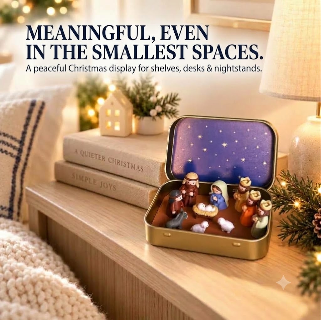 Portable Mini Nativity Scene in a Tin – Pocket-Sized Handmade Nativity Set