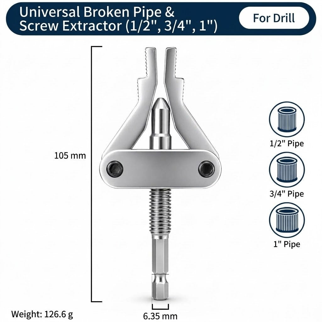Universal Damaged Pipe Extractor – Heavy-Duty Broken Screw & Pipe Tap Extractor for Water Pipes and Threads