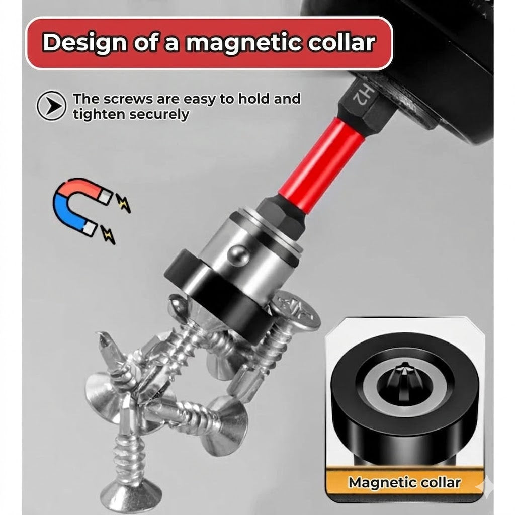 Magnetic S2 Steel Screwdriver Bits with Depth Stop