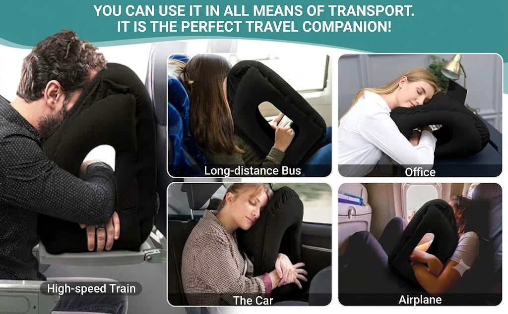 Inflatable Ergonomic Travel Pillow – Compact and Portable Neck Pillow for Planes, Trains, and Cars