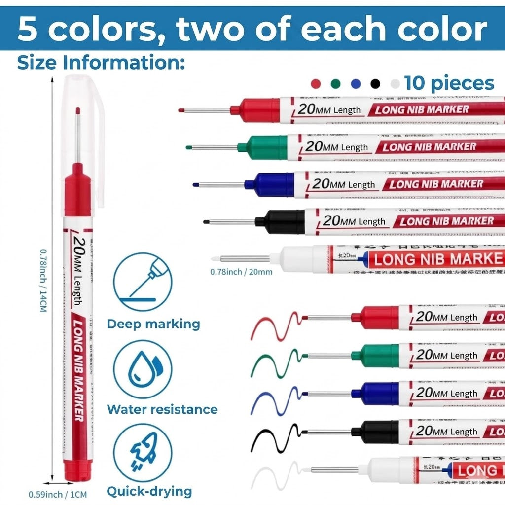 Deep Hole Marker Pen with Long Tip