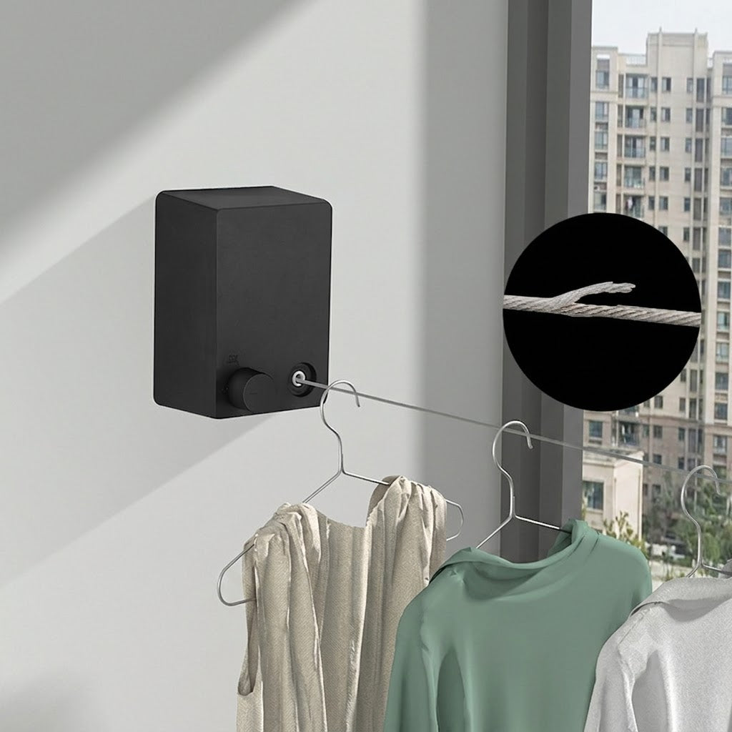 Invisible Clothesline – Retractable Steel Drying Rack, No Drilling, Flexible Drying