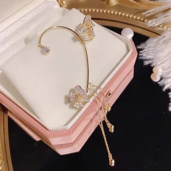 Simple Clip-On Earrings with Butterflies, Floral Motifs & Tassels – Elegant, Comfortable, No Piercing Required