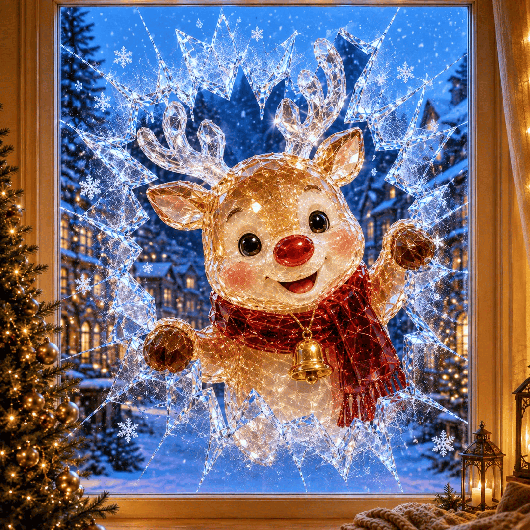 3D Christmas Broken Glass Effect Window Sticker