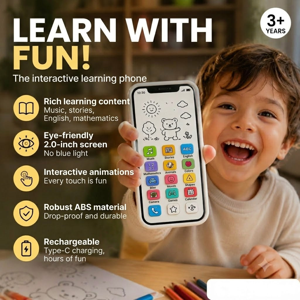 🔥📢 50% OFF📱 Kids' Learning Smartphone | Play & Learn, Eye-Friendly Design – The Ideal Choice for Early Education ✨👶