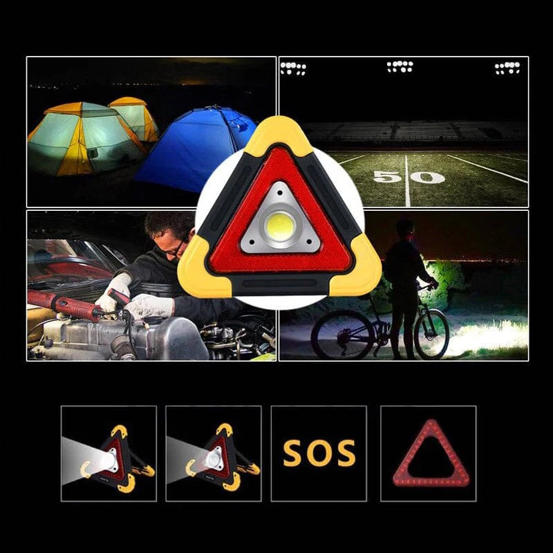 2-in-1 Solar-Powered LED Warning Triangle