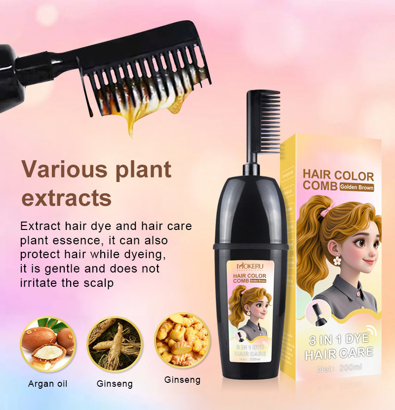 Plant-Based Hair Dye with Built-In Comb