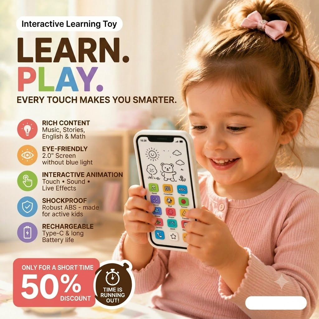 🔥📢 50% OFF📱 Kids' Learning Smartphone | Play & Learn, Eye-Friendly Design – The Ideal Choice for Early Education ✨👶