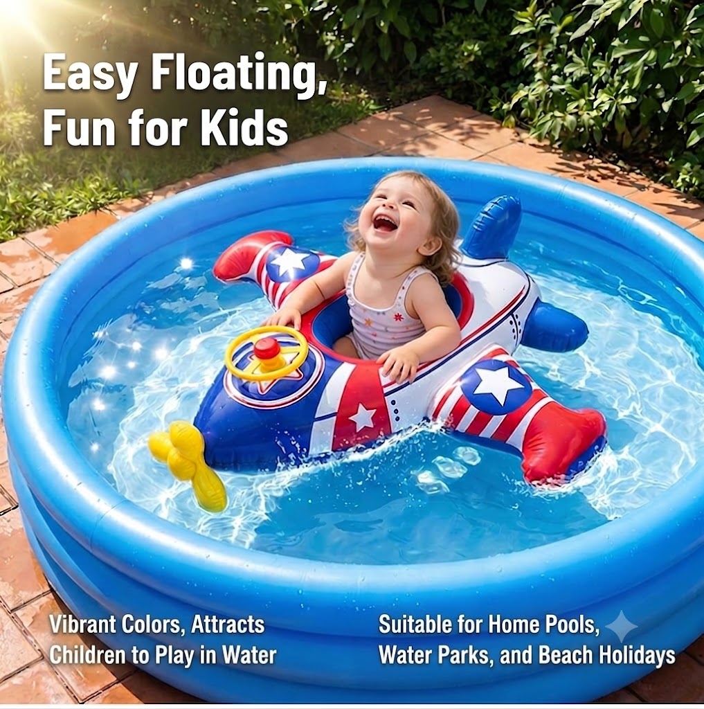 Inflatable Airplane-Shaped Swim Ring for Children