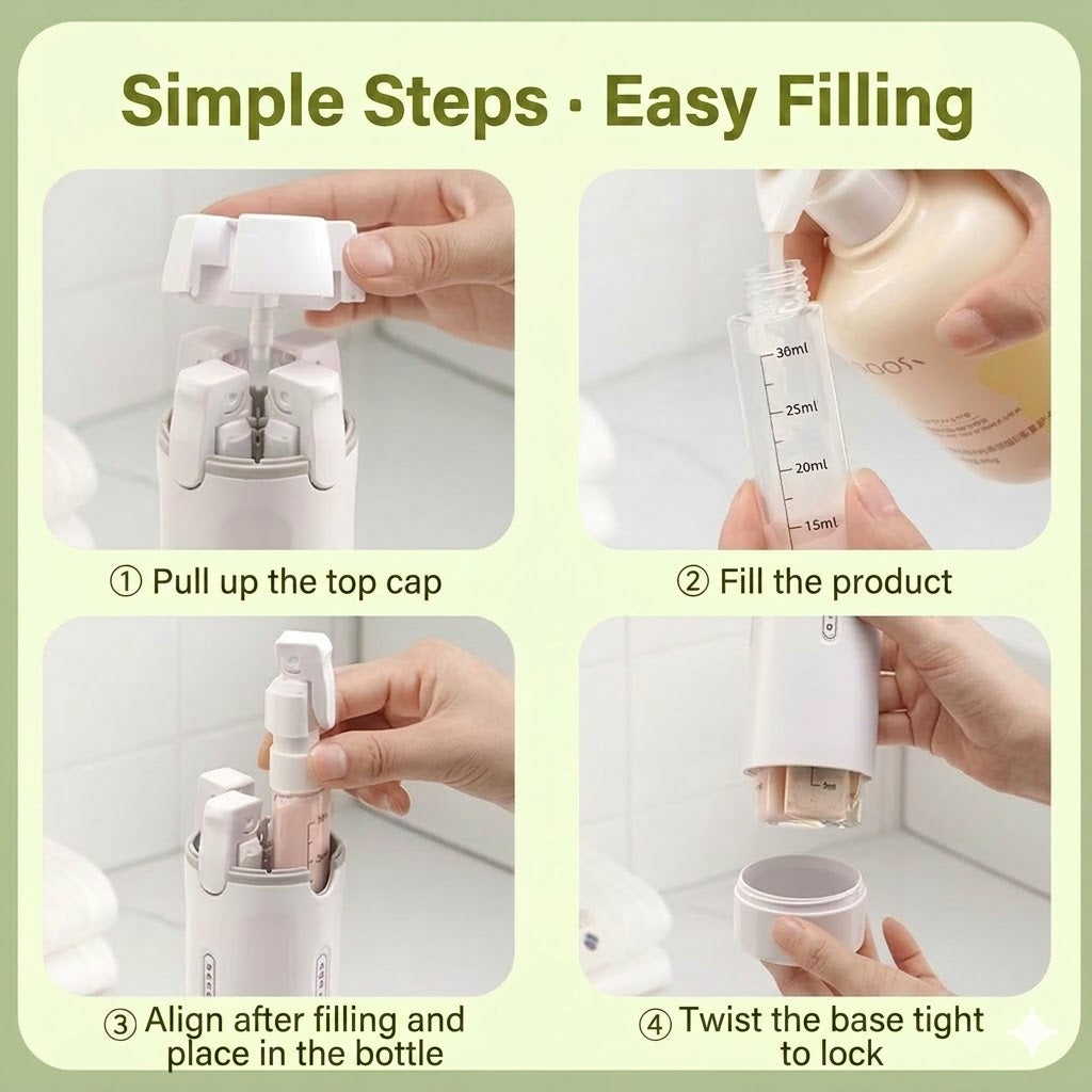 Portable 4-in-1 Travel Dispenser