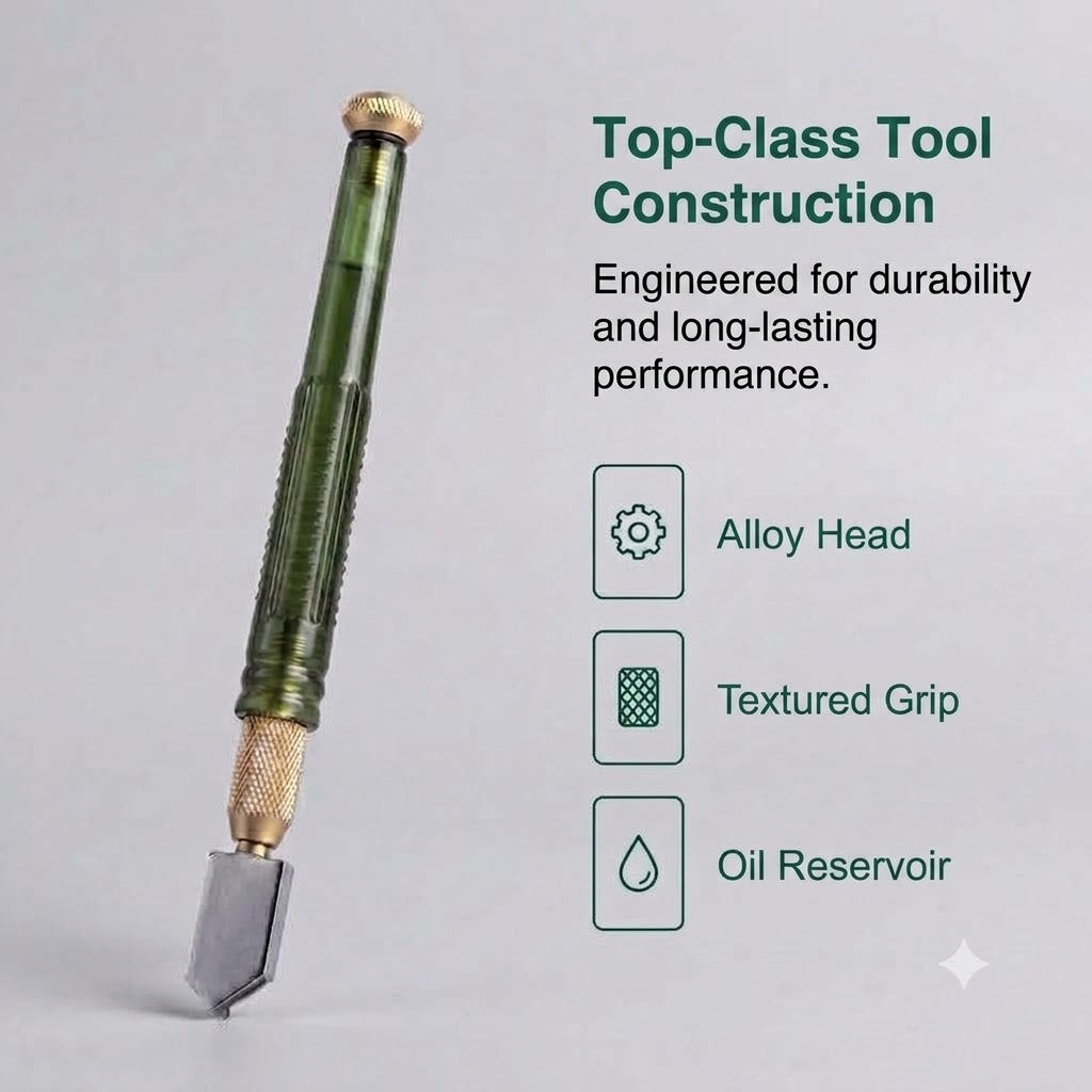 Professional Diamond Glass Cutter – Hardened Alloy Cutting Wheel