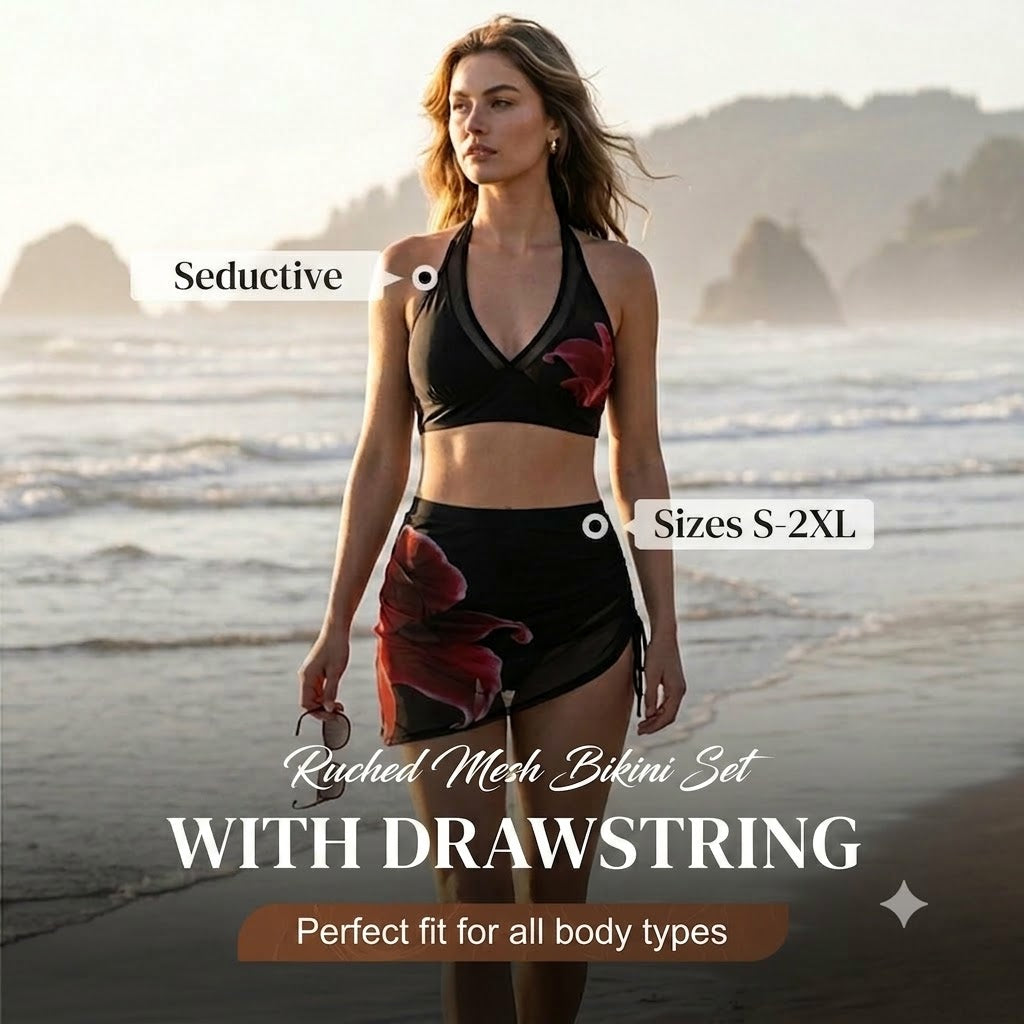 👙🌊 Wrap Bikini with Fish-Shaped Design – With Drawstring, True Summer Style