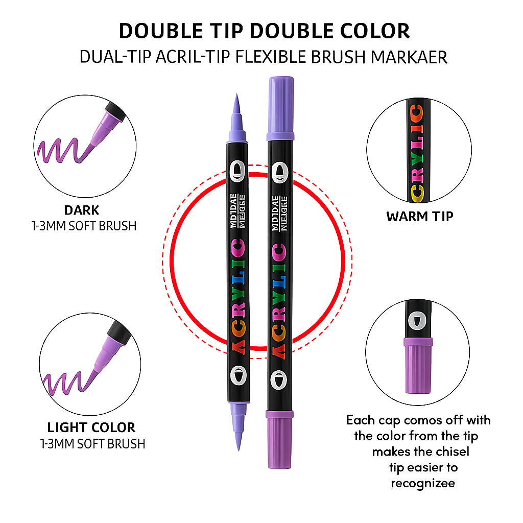 Acrylic Paint Markers with Dual Tips