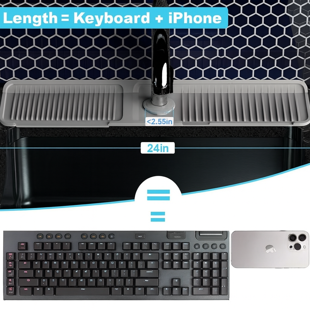 Foldable Splash Mat for the Faucet – Keeps the Counter Dry