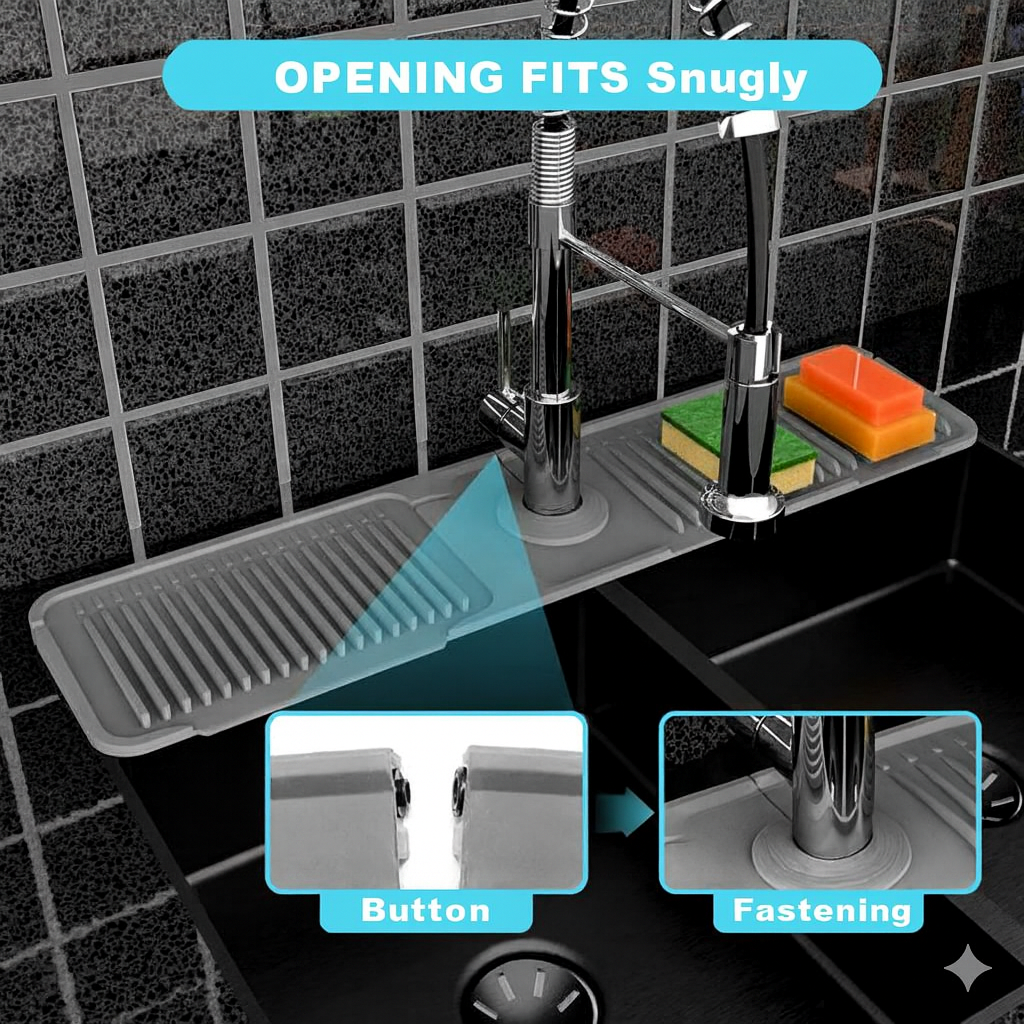 Foldable Splash Mat for the Faucet – Keeps the Counter Dry