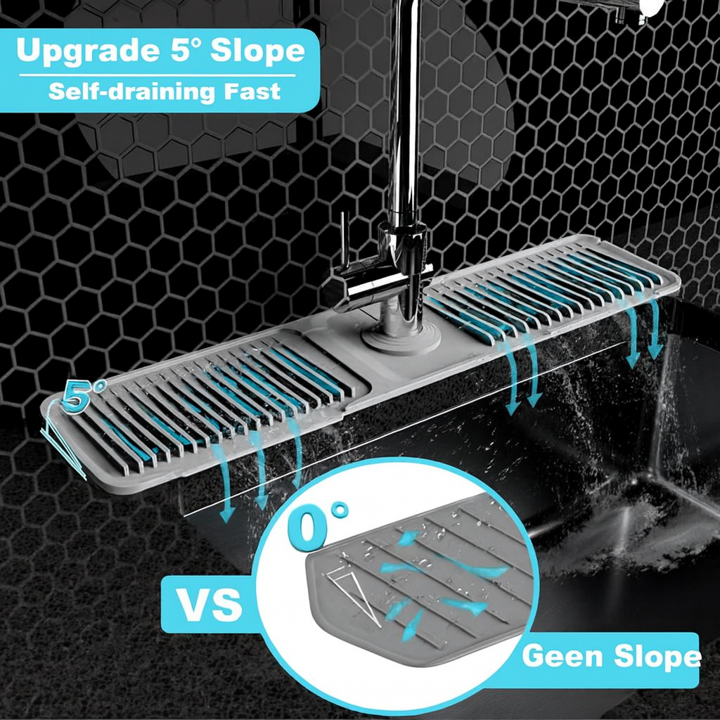 Foldable Splash Mat for the Faucet – Keeps the Counter Dry