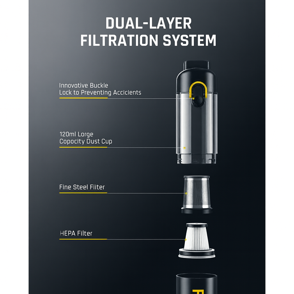 Portable Mini Vacuum Cleaner 12000Pa with Fast Charging