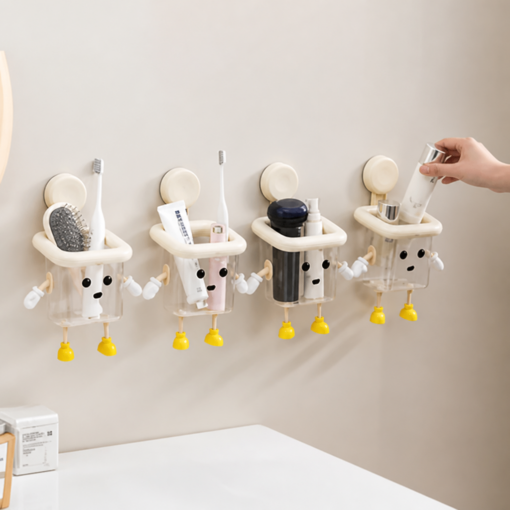 Cute Wall-Mounted Suction Cup Toothbrush Holder – Perfect for the Bathroom