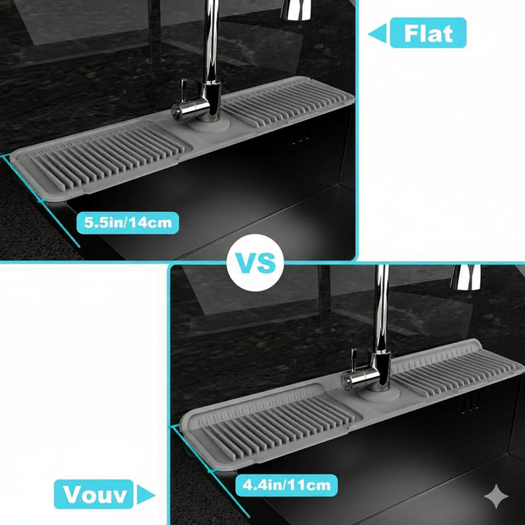 Foldable Splash Mat for the Faucet – Keeps the Counter Dry