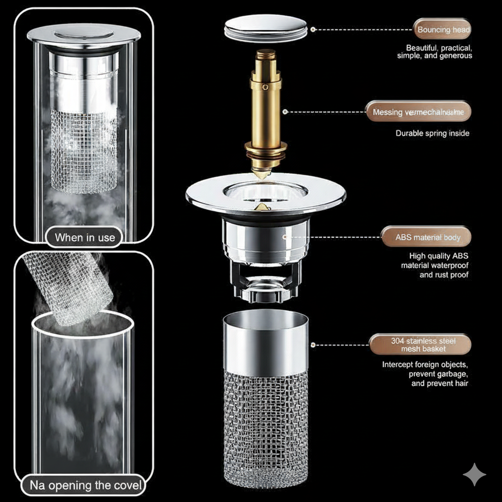 2-in-1 Sink Stopper & Hair Strainer