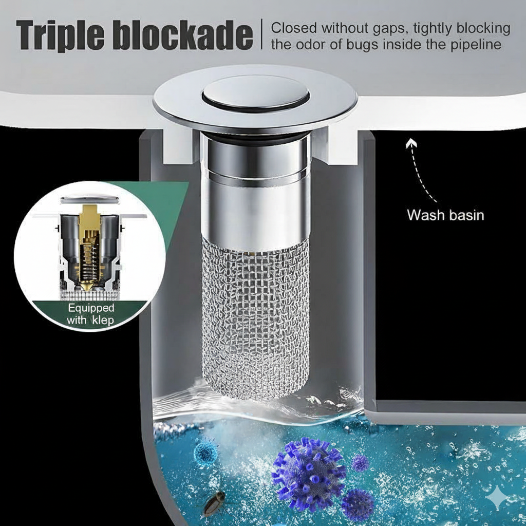 2-in-1 Sink Stopper & Hair Strainer