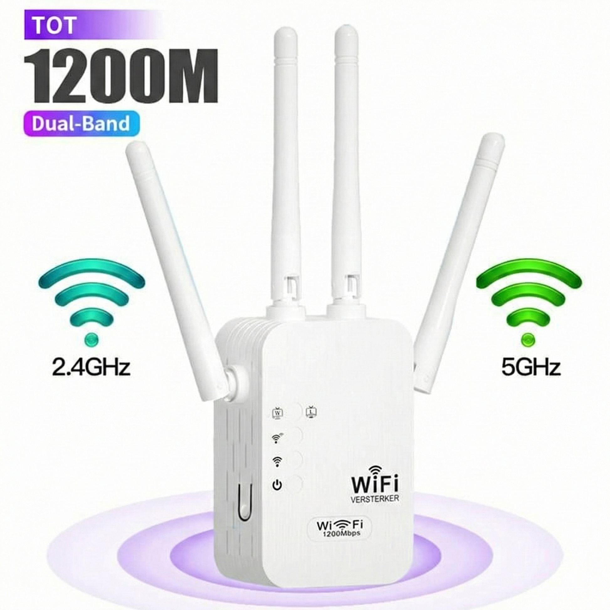 1200Mbps WiFi Range Extender - Dual Band (5GHz & 2.4GHz) WiFi Repeater with Ethernet Port & WPS