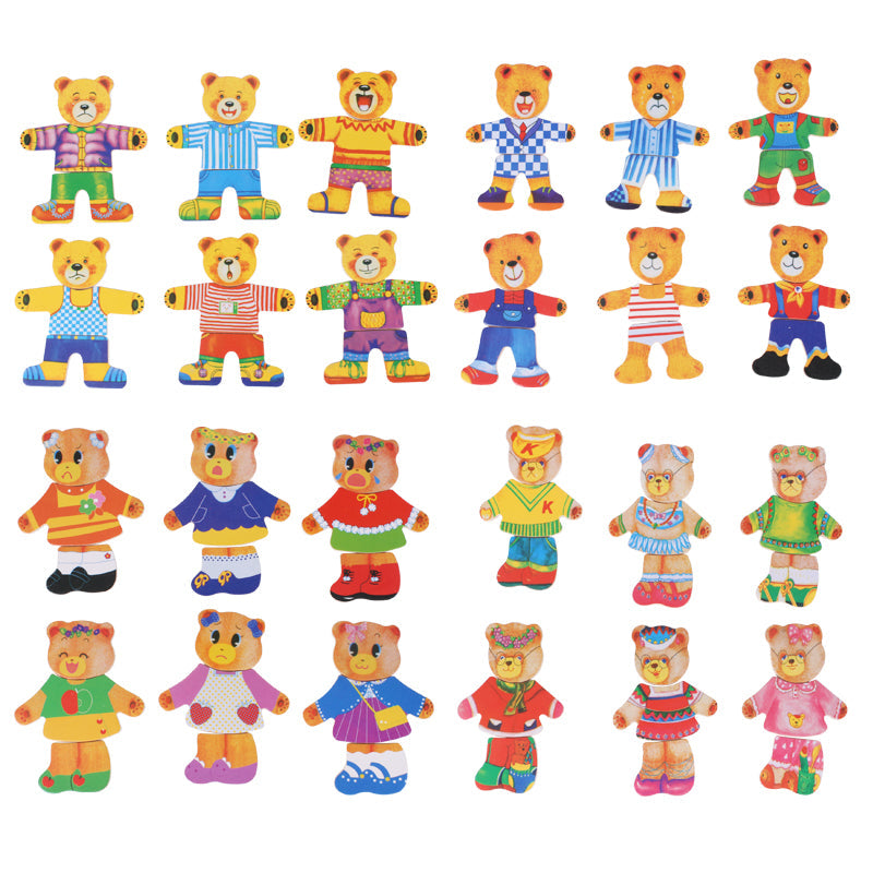 Wooden Bear Dress-Up Puzzle – Puzzle Box with Storage Case (Educational Toy)