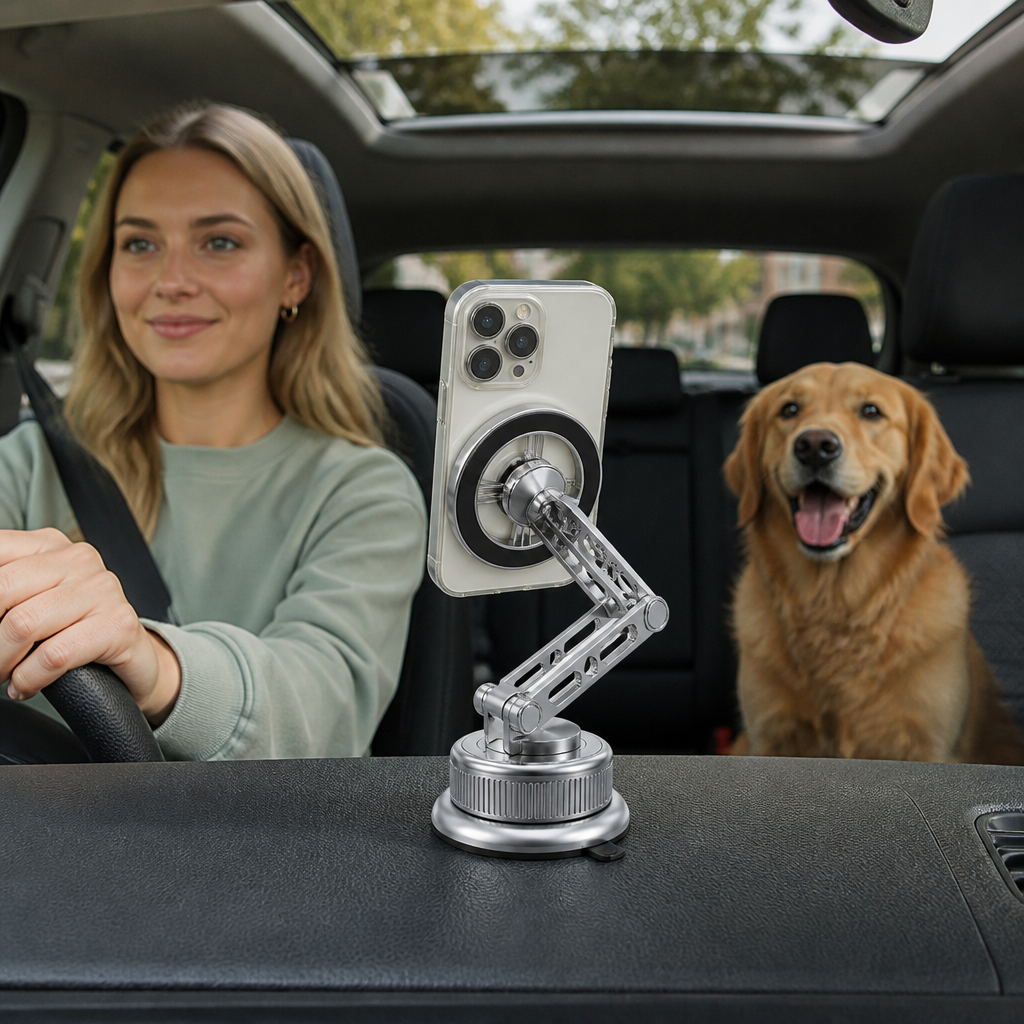 Full-Metal Magnetic Car Phone Mount with Ultra-Strong Suction Cup
