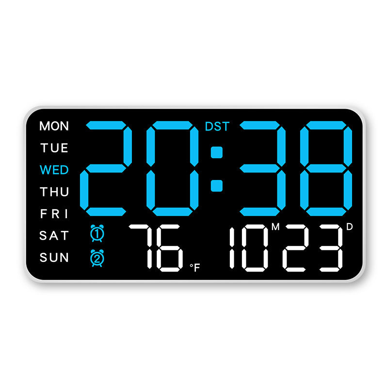 Large Digital Wall Clock with LED Display – Modern Electronic Clock with Date and Temperature