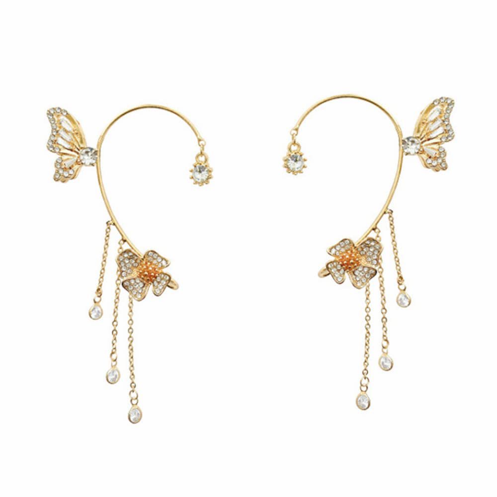 Simple Clip-On Earrings with Butterflies, Floral Motifs & Tassels – Elegant, Comfortable, No Piercing Required