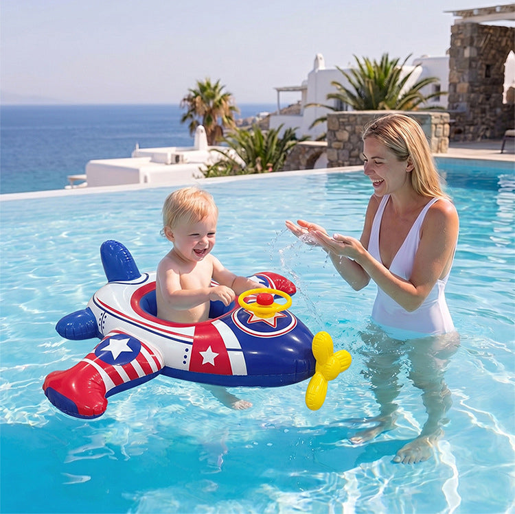 Inflatable Airplane-Shaped Swim Ring for Children