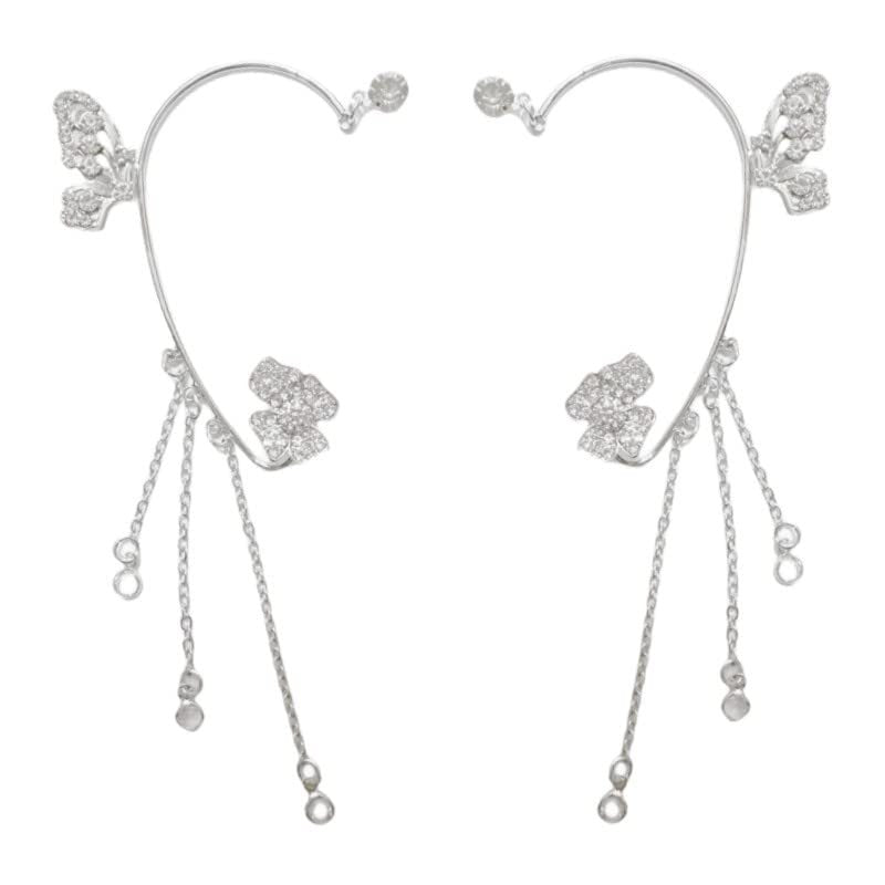 Simple Clip-On Earrings with Butterflies, Floral Motifs & Tassels – Elegant, Comfortable, No Piercing Required
